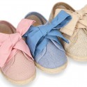 LINEN canvas Sneaker shoes espadrille style in pastel colors.