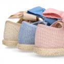 LINEN canvas Sneaker shoes espadrille style in pastel colors.