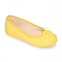 Spring-summer canvas Girl ballet flats with adjustable ribbon.