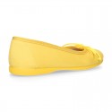 Spring-summer canvas Girl ballet flats with adjustable ribbon.