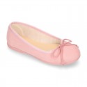 Spring-summer canvas Girl ballet flats with adjustable ribbon.