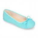 Spring-summer canvas Girl ballet flats with adjustable ribbon.