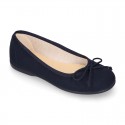 Spring-summer canvas Girl ballet flats with adjustable ribbon.