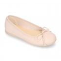 Spring-summer canvas Girl ballet flats with adjustable ribbon.