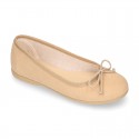 Spring-summer canvas Girl ballet flats with adjustable ribbon.