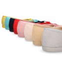 Spring-summer canvas Girl ballet flats with adjustable ribbon.