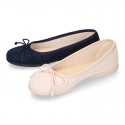 Spring-summer canvas Girl ballet flats with adjustable ribbon.