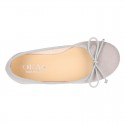 Spring-summer canvas Girl ballet flats with adjustable ribbon.