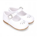 FLOWER design Girl OKAA little Mary Jane shoes with buckle fastening in soft leather.