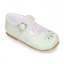 FLOWER design Girl OKAA little Mary Jane shoes with buckle fastening in soft leather.