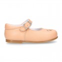 FLOWER design Girl OKAA little Mary Jane shoes with buckle fastening in soft leather.