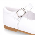 FLOWER design Girl OKAA little Mary Jane shoes with buckle fastening in soft leather.