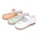 FLOWER design Girl OKAA little Mary Jane shoes with buckle fastening in soft leather.