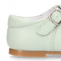 HEART design kids OKAA little T-bar shoes with buckle fastening in soft leather.