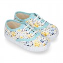 FLOWER print design Cotton canvas kids Bamba shoes.