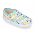 FLOWER print design Cotton canvas kids Bamba shoes.