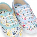 FLOWER print design Cotton canvas kids Bamba shoes.