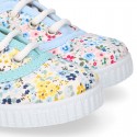 FLOWER print design Cotton canvas kids Bamba shoes.