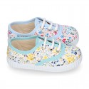 FLOWER print design Cotton canvas kids Bamba shoes.