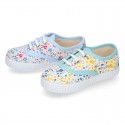 FLOWER print design Cotton canvas kids Bamba shoes.