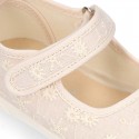 EMBROIDERY Cotton canvas Mary Jane shoes with toe cap.