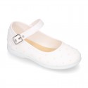 PLUMETI cotton canvas little Mary Jane shoes with back strap.
