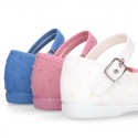 PLUMETI cotton canvas little Mary Jane shoes with back strap.