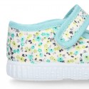 FLOWER print design Cotton canvas Girl Mary Janes.