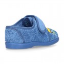 Terry cloth cotton Home shoes with CARS design and hook and loop strap closure.