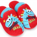 DINOS print Terry cloth Home shoes with elastic strap.