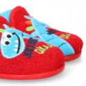 DINOS print Terry cloth Home shoes with elastic strap.