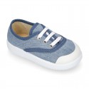 Cotton canvas kids Bamba shoes with laces and TOE CAP.