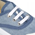 Cotton canvas kids Bamba shoes with laces and TOE CAP.