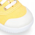 Cotton canvas kids Bamba shoes with laces and TOE CAP.