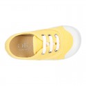 Cotton canvas kids Bamba shoes with laces and TOE CAP.