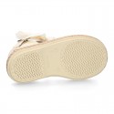 Ivory Cotton canvas little espadrille shoes with SILK RIBBON design for girls.