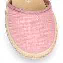 LINEN Cotton canvas little espadrille shoes with RIBBON design for girls.