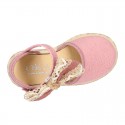 LINEN Cotton canvas little espadrille shoes with RIBBON design for girls.