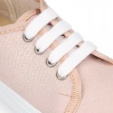 METAL canvas Girl´s Sneaker shoes with laces closure.
