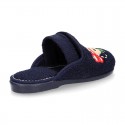 PIRATE print Terry cloth Home shoes with elastic strap.