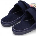 PIRATE print Terry cloth Home shoes with elastic strap.