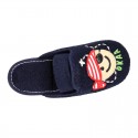 PIRATE print Terry cloth Home shoes with elastic strap.