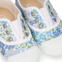 Kids LIBERTY Cotton canvas Sneaker shoes with toe cap.