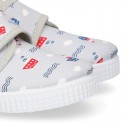 Cotton canvas Bamba type shoes with laceless and BOATS design.