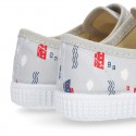 Cotton canvas Bamba type shoes with laceless and BOATS design.