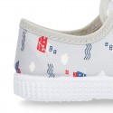 Cotton canvas Bamba type shoes with laceless and BOATS design.