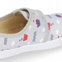Cotton canvas Bamba type shoes with laceless and BOATS design.