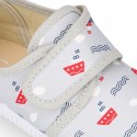 Cotton canvas Bamba type shoes with laceless and BOATS design.