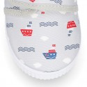 Cotton canvas Bamba type shoes with laceless and BOATS design.