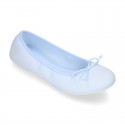 SQUARE design cotton Home Ballet flat shoes with ribbon.